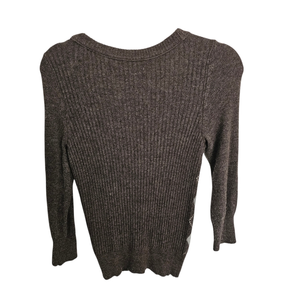Vintage Y2K Abercrombie & Fitch Argyle Large Quarter Sleeve Cardigan Sweater - Picture 2 of 8